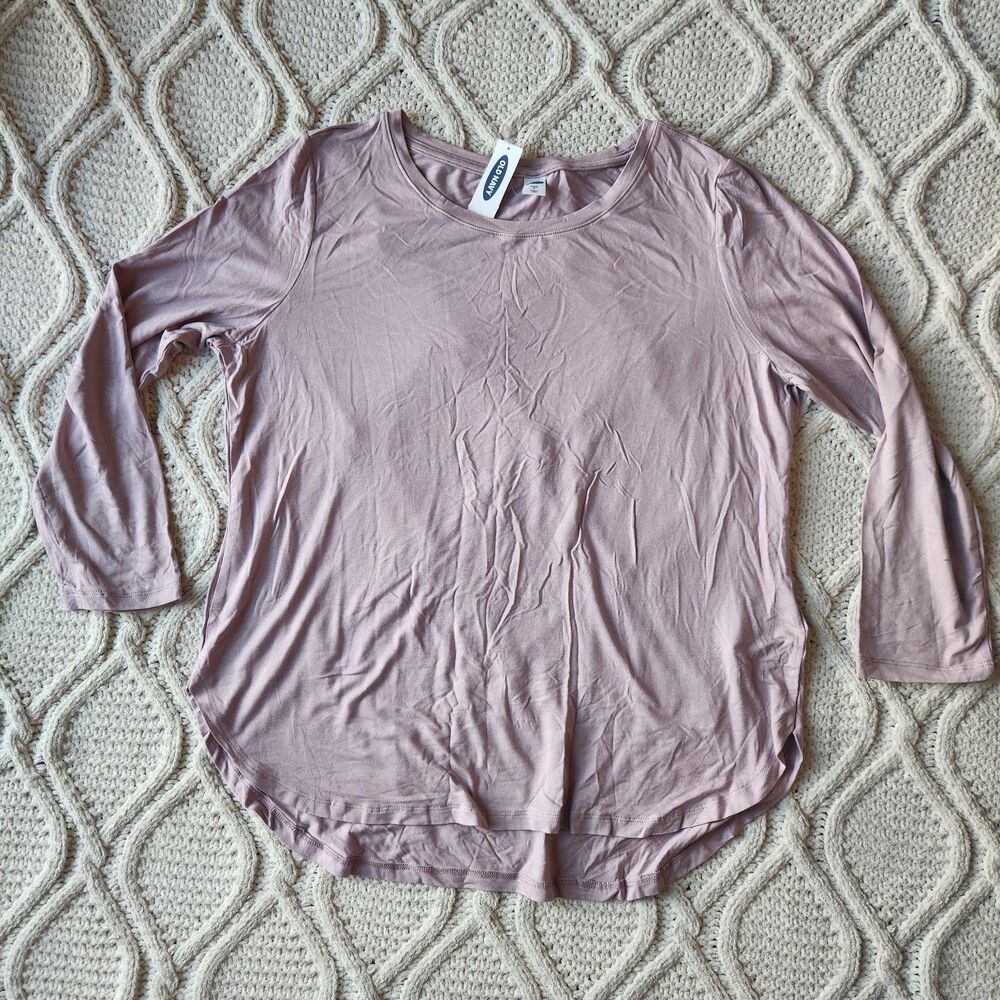 NWT Old Navy Luxe mauve bracelet sleeve crew neck high low tee Size L/XL